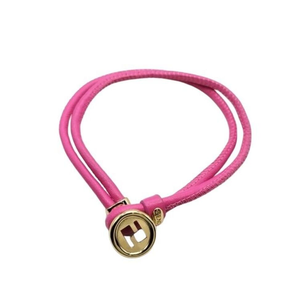 FENDI Pink Leather Charm Bracelet